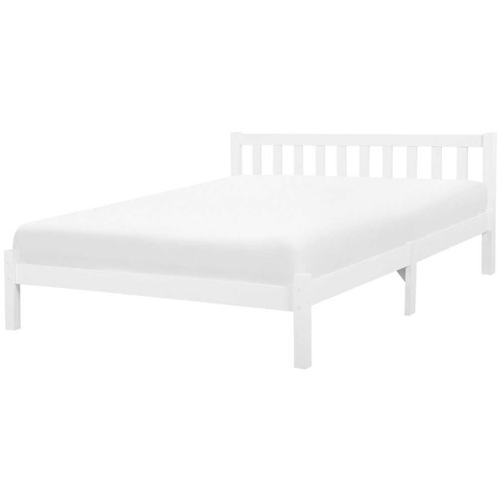 Letto in Legno di pino Bianco con Rete a Doghe Testiera Alta 180 x 200 cm
