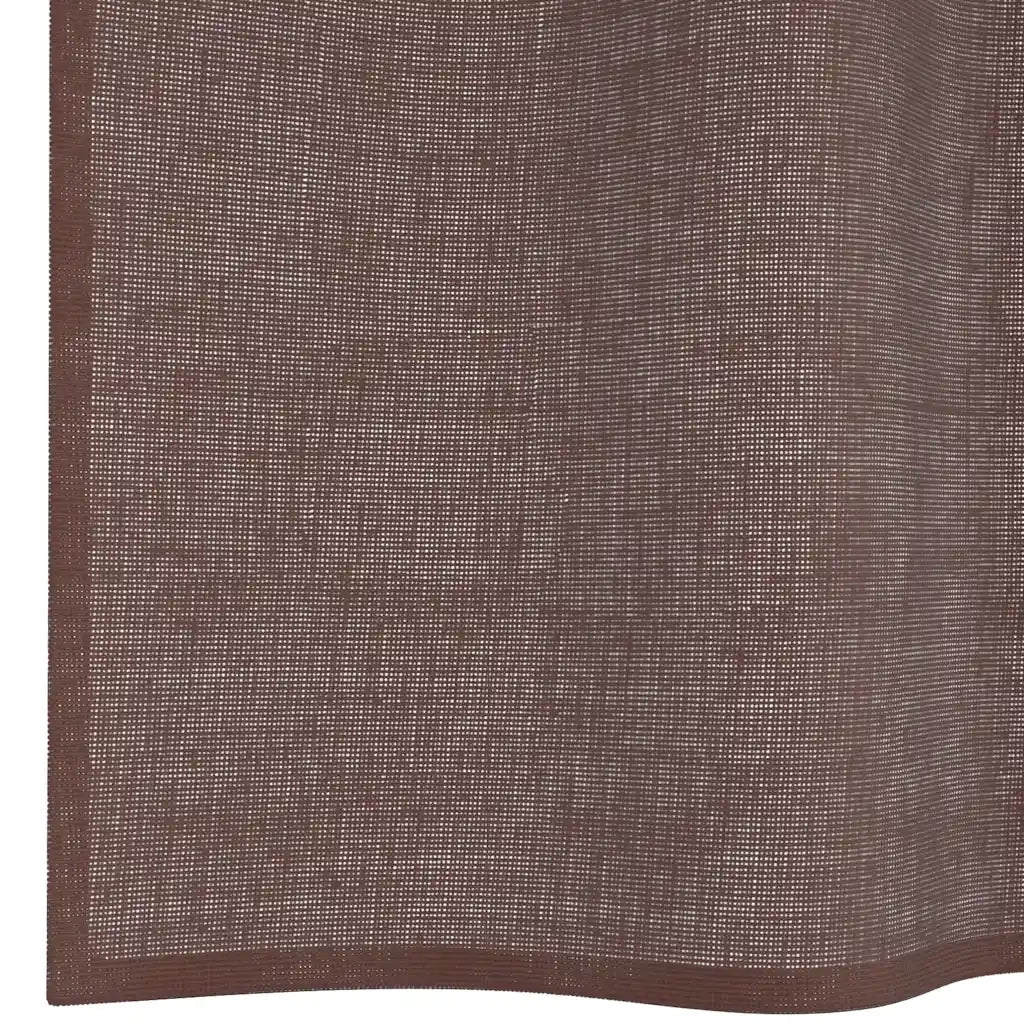 Tende in Voile con Occhielli 2 pz Marrone 140x260 cm