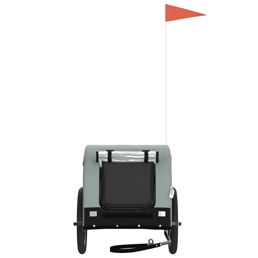 Rimorchio da Bici per Animali Grigio e Nero Oxford e Ferro CFW5263781
