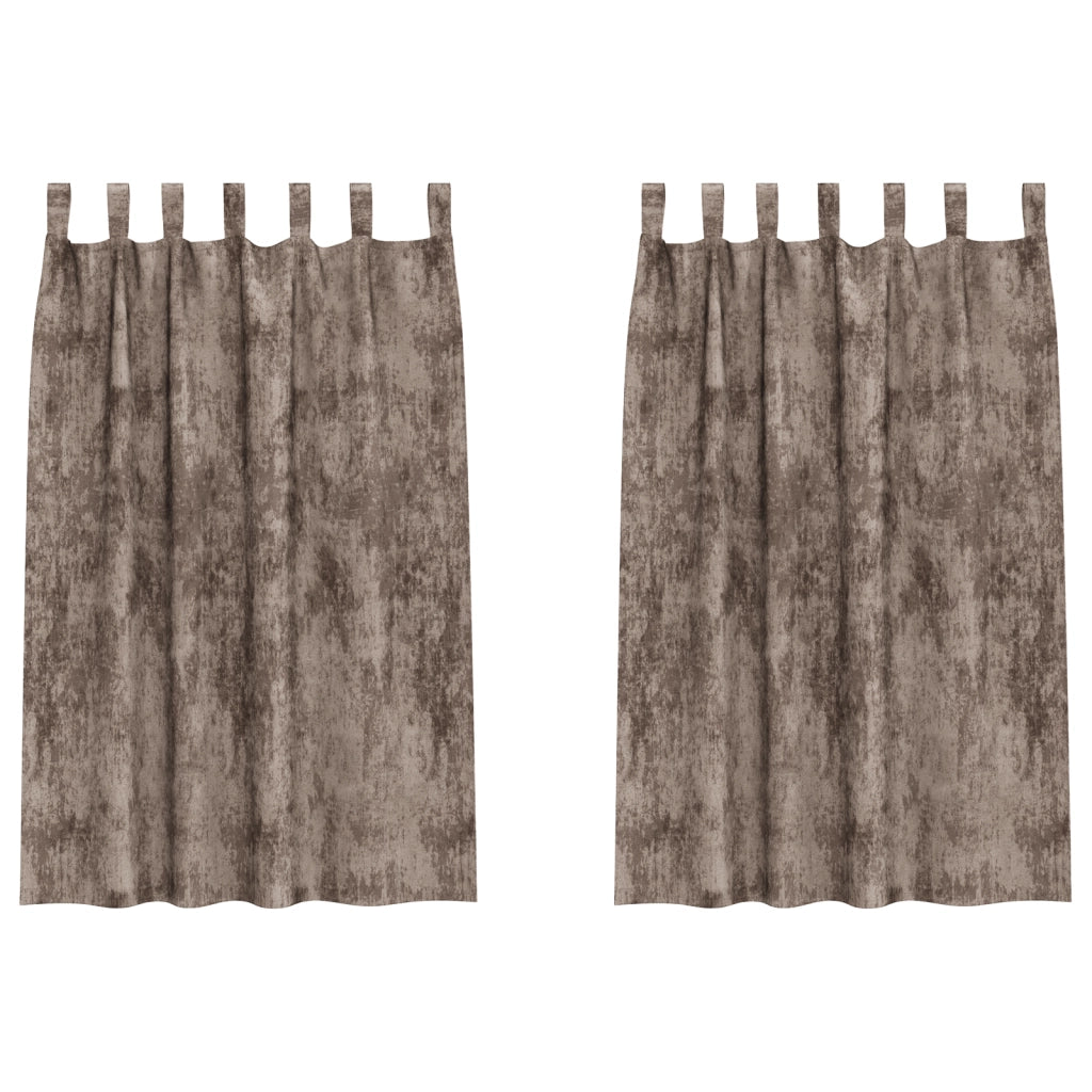 Tende in Velluto 2 pz con Occhielli Cappuccino 175x140 cm