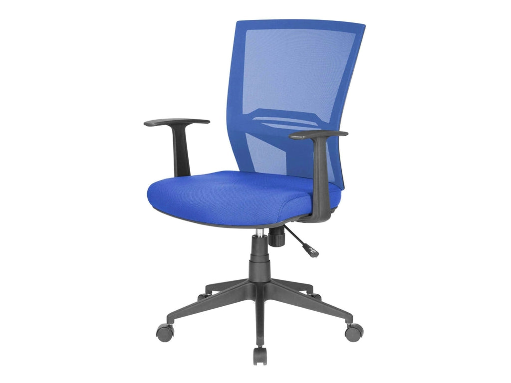 Sedia da ufficio Eulalia, Poltrona direzionale a rete con braccioli, Seduta ergonomica da ufficio, 59x64h96/106 cm, Blu