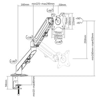 Braccio monitor da scrivania Supporto per schermi da 17-27" conforme a VESA, con molla a gas
