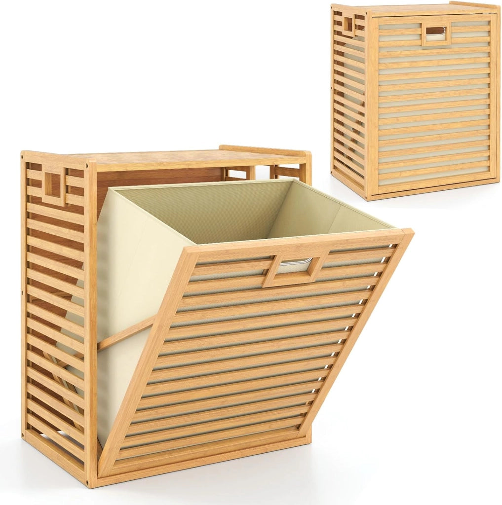 Armadietto lavanderia con sacco portabiancheria pieghevole, 50 x 35 x 64 cm, cesto portabiancheria con maniglia, armadietto da bagno per lavanderia, bagno camera da letto