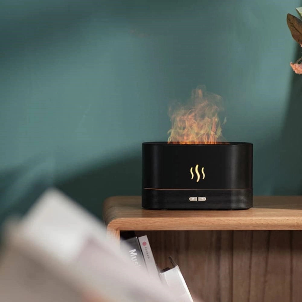 Trade Shop - Diffusore Umidificatore A Nebbia Luce Effetto Fiamma Super Silenzioso Per Camera Ufficio -