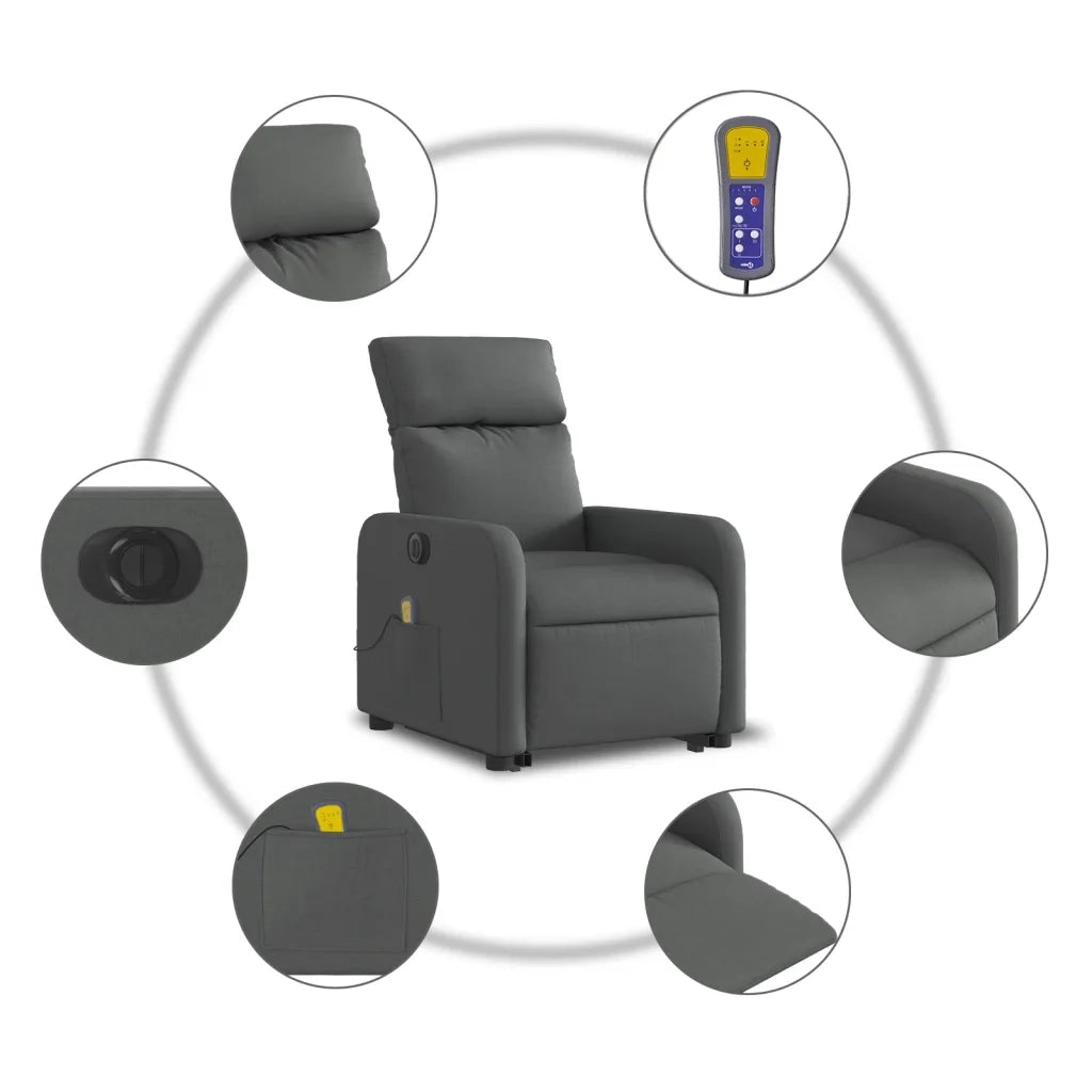 Poltrona Alzapersona Massaggi Elettrica Grigio Scuro Tessuto 3206727