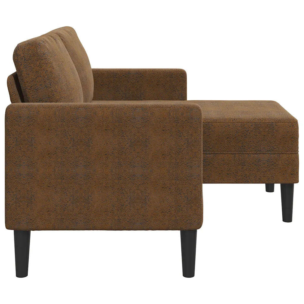 Divano 2 Posti con Chaise longue a L Marrone 125 cm Similpelle 4107088