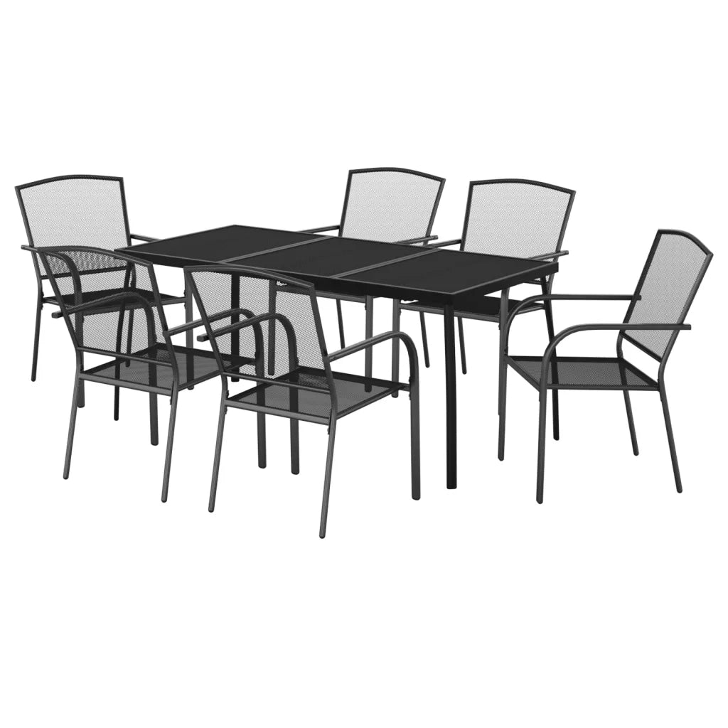 Set da Pranzo da Giardino 7 pz in Acciaio Antracite 3187971