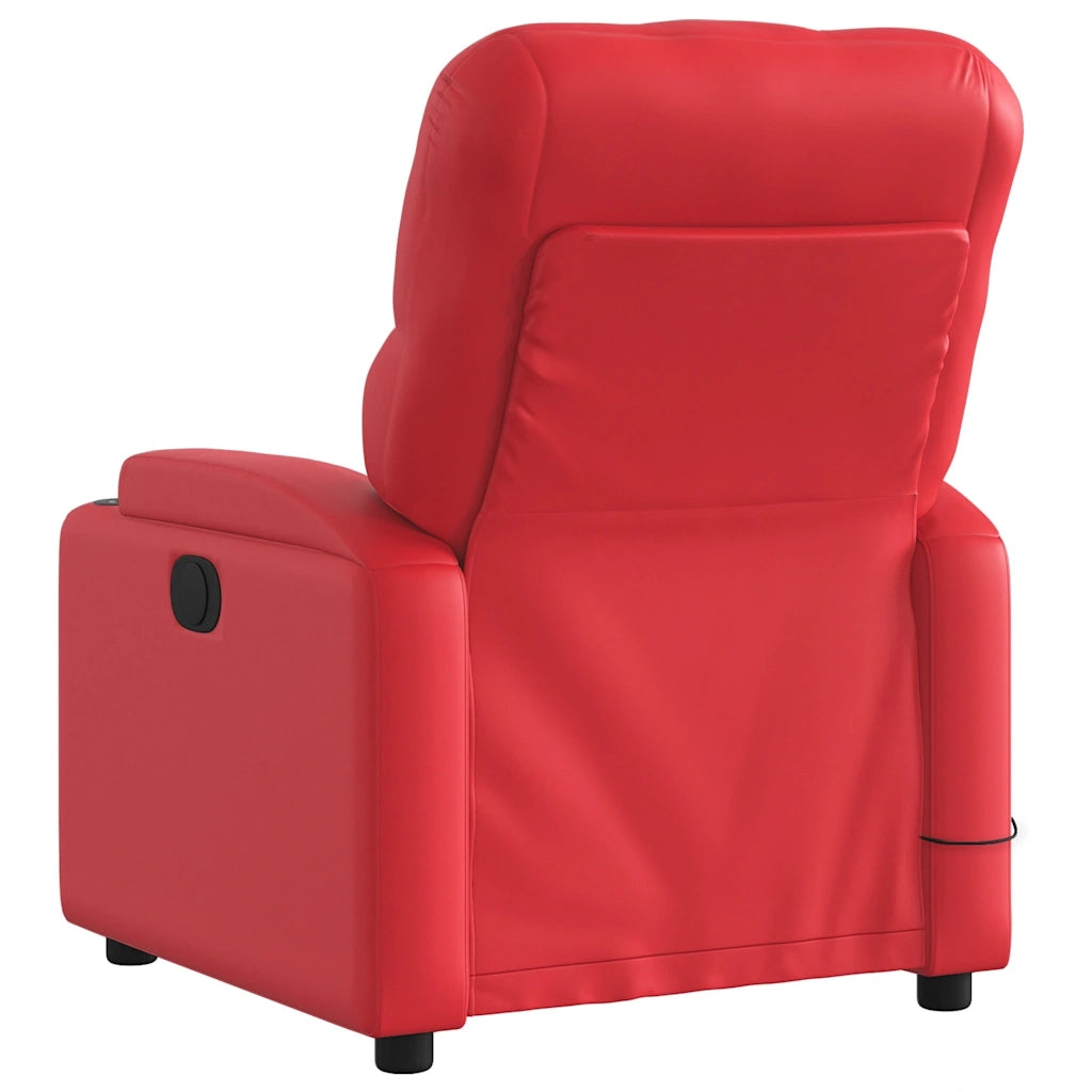 Poltrona Massaggio Elettrica Reclinabile Rosso Similpelle 3204770