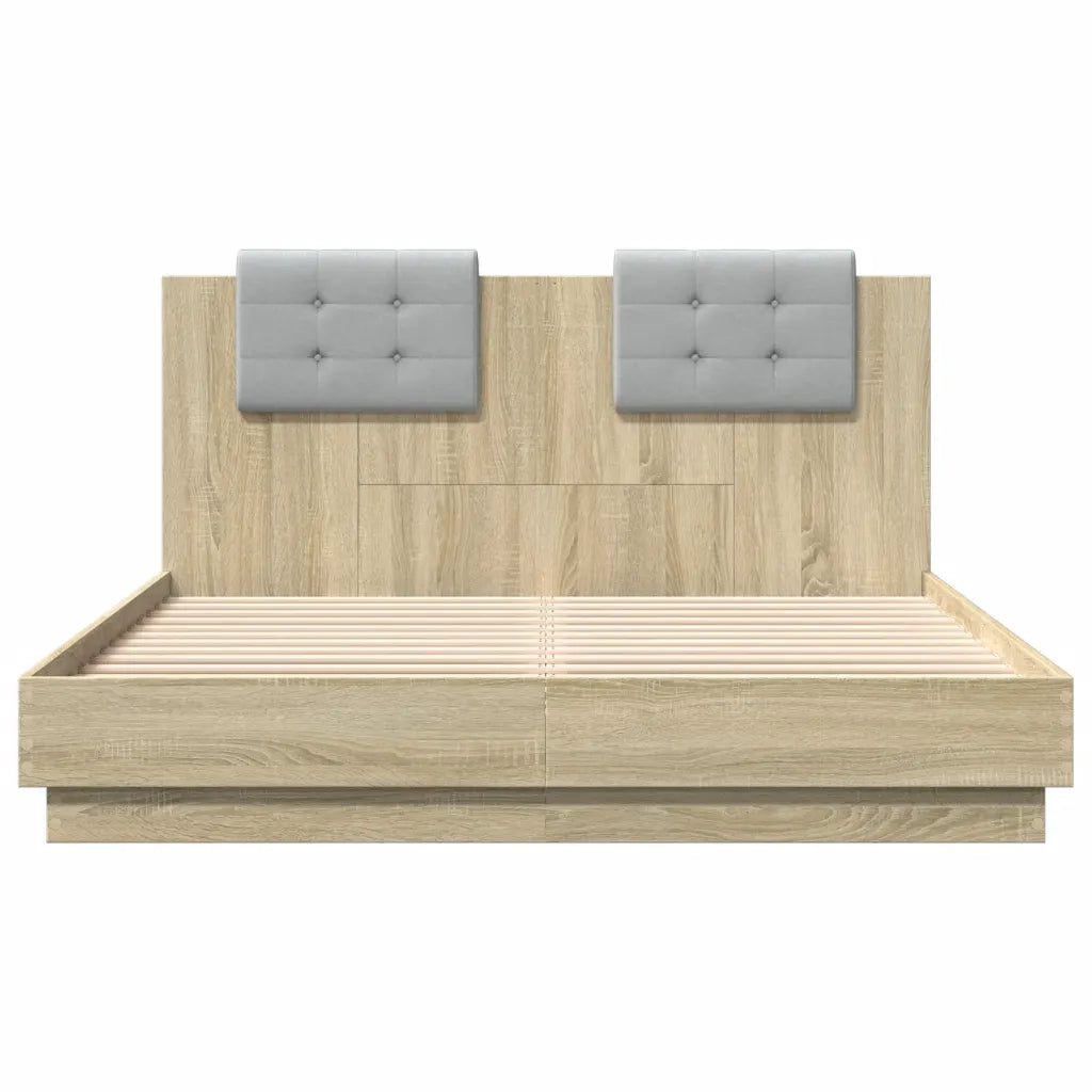 Giroletto con Testiera e LED Rovere Sonoma 120x200 cm 3210019