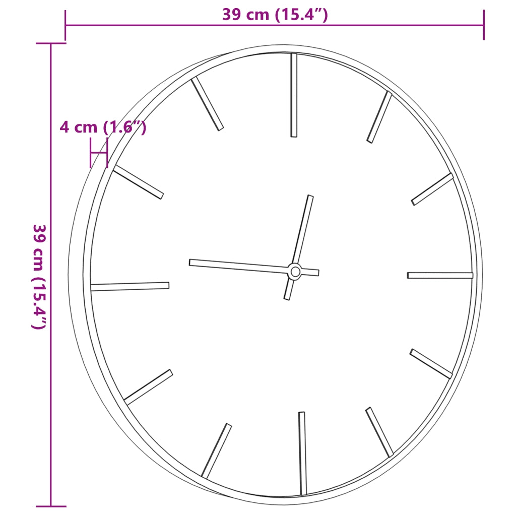 vidaXL Orologio a Parete Marrone Ø39 cm in Ferro e Legno Multistrato