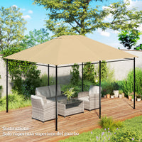 Tetto di Ricambio 4x3 m per Gazebo Anti UV con Presa d'Aria in Poliestere Cachi