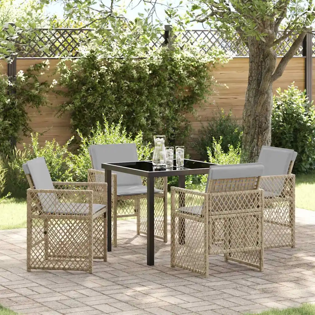 Set da Pranzo per Giardino 5 pcs Beige polyrattan 3380641