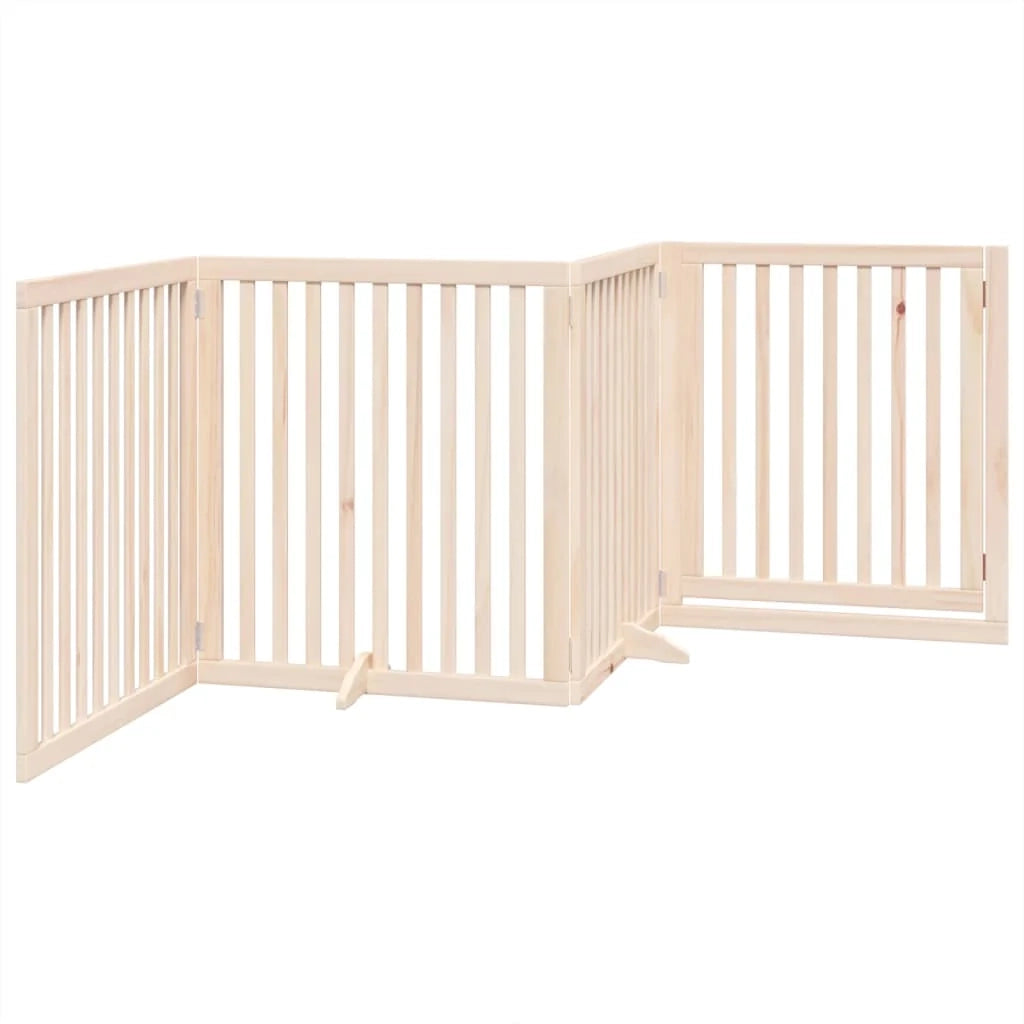 Cancelletto di sicurezza per cani con porta in legno di pioppo a 4 pannelli marrone 02_0023297