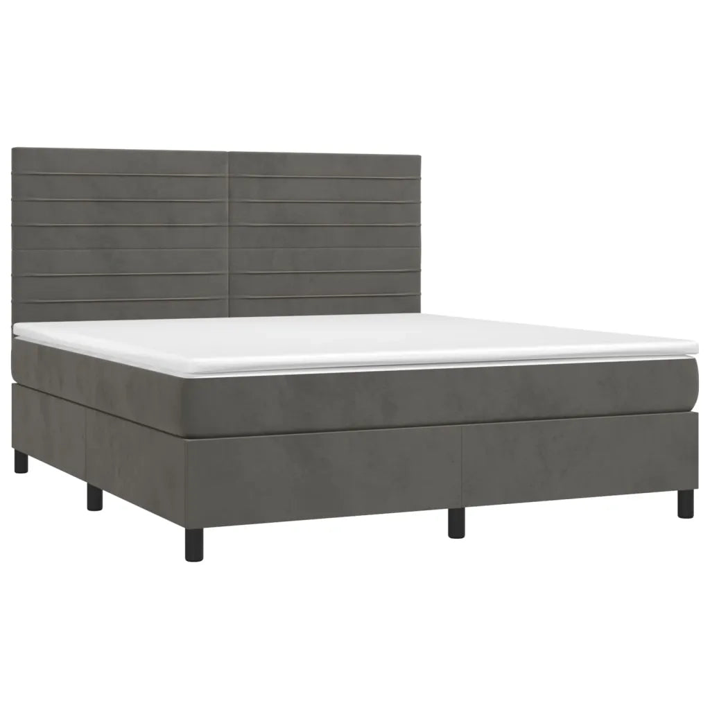 Giroletto a Molle con Materasso Grigio Scuro 180x200 cm Velluto 3143098