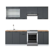 Cucina componibile Fame-Line Antracite rustico/Bianco 240 cm, PL Rovere Vicco
