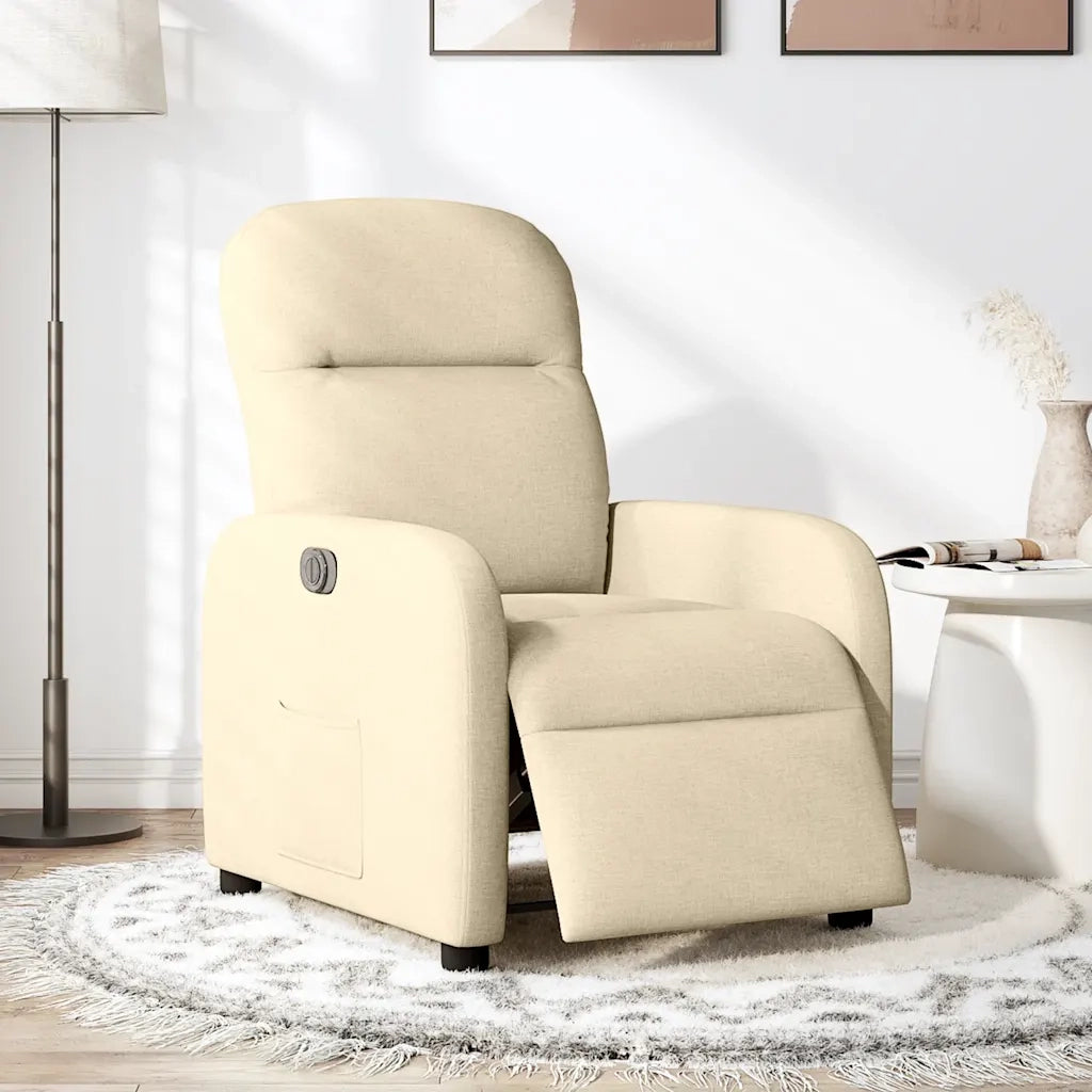 Poltrona | Sedia Relax Elettrica Reclinabile Crema in Tessuto