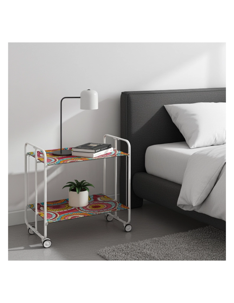 Carrello da cucina pieghevole bianco con ruote BAUHAUS 2 ripiani