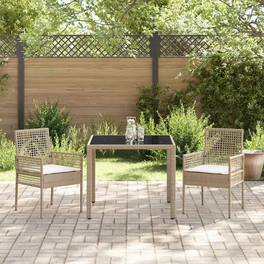 Set da Pranzo per Giardino 3 pcs Beige polyrattan 3334887
