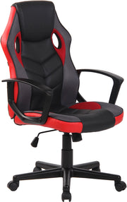 Sedia da ufficio ergonomica Glendale in similpelle nero/rosso