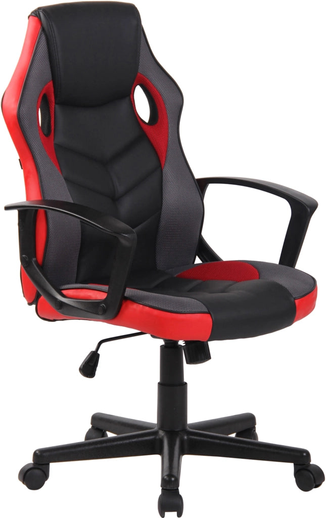 Sedia da ufficio ergonomica Glendale in similpelle nero/rosso