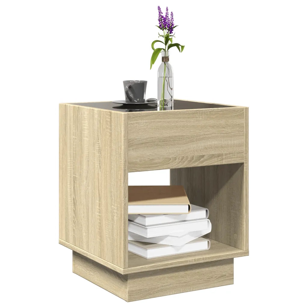 vidaXL Tavolino da Salotto con LED Infinity Rovere Sonoma 40x40x50 cm