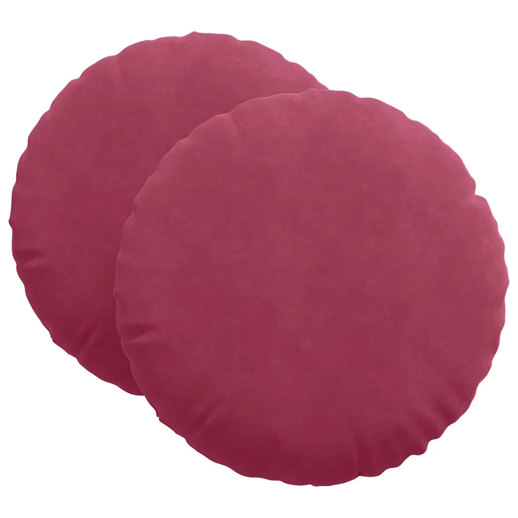 Cuscini per Seduta 2 pcs Rosso Vino Ø 80 x 29 cm Velluto 42014253
