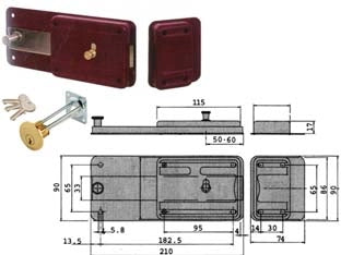 FERROGLIETTO CON CATENACCIO 6 MANDATE CILINDRO STACCATO 55051  mm.60 (55051601)    CISA