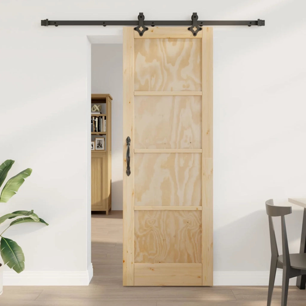 Porta scorrevole Naturale e Nero 73,5 x 211 cm