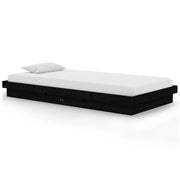 Letto singolo | Letto per adulti | Giroletto Nero in Legno Massello 100x200 cm