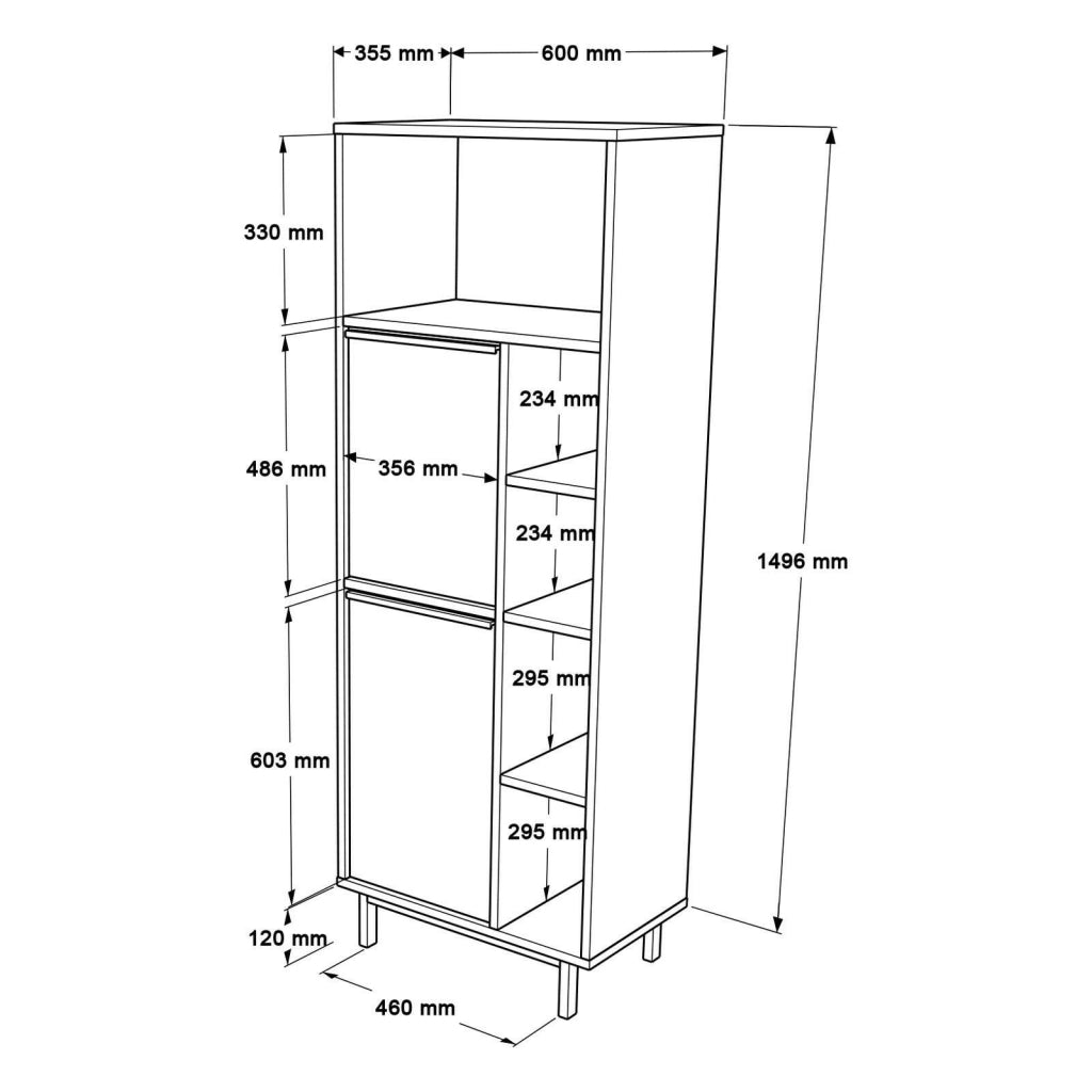 Merbok, Mobile Colonna 4 Ripiani, 160x36x45h cm Bianco