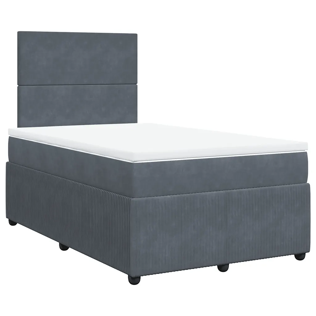 Giroletto a Molle con Materasso Grigio Scuro 120x200 cm Velluto