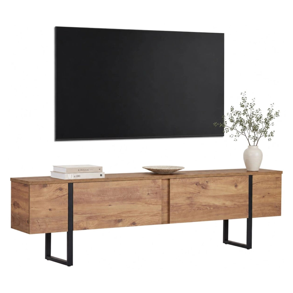 Abishia, Mobile Porta tv 2 Ante, 180x30x50h cm Marrone Quercia