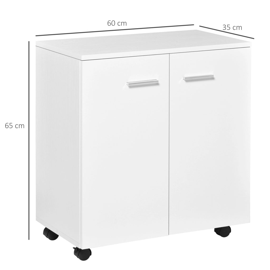 Cassettiera con 2 ante e ruote ¨C Zephmum ¨C Bianco 60x35x65 cm