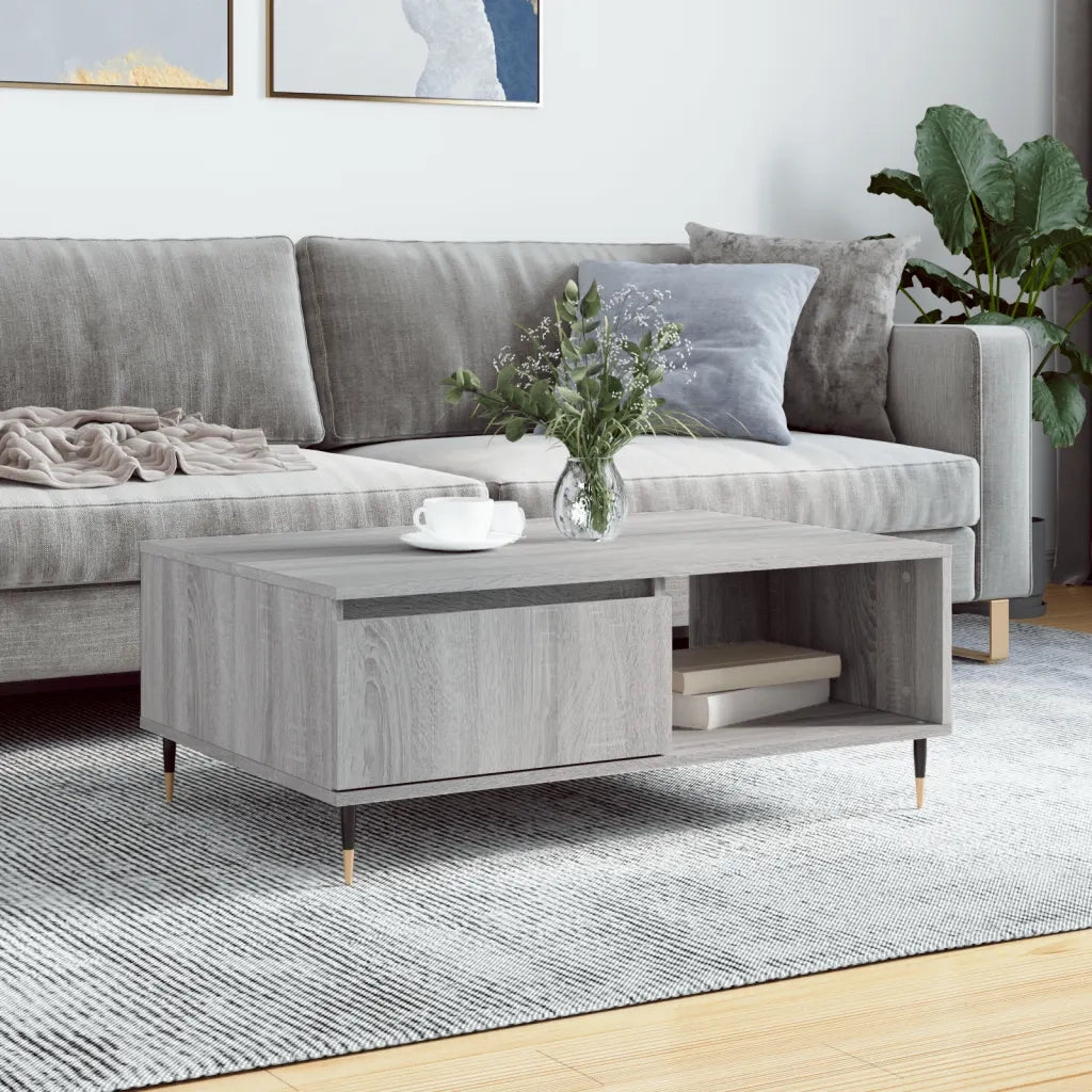 Tavolino da Salotto-Tavolino da soggiorno-Tavolo Grigio Sonoma 90x60x35 cm Legno Multistrato 152203
