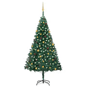 Albero di Natale Preilluminato con Palline Verde 240 cm PVC 3077538