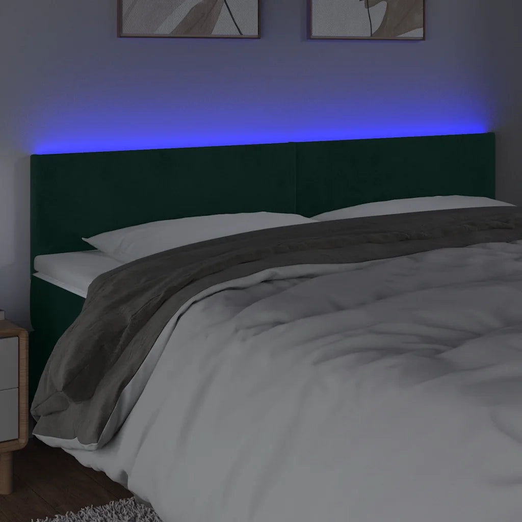 Testiera | Testata a LED Verde Scuro 200x5x78/88 cm in Velluto