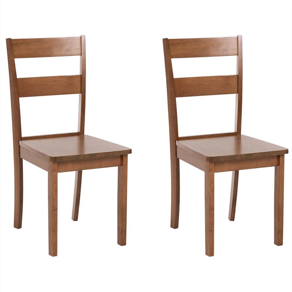 Set di 2 sedie da pranzo in stile cottage con schienale a doghe in legno di gomma marrone