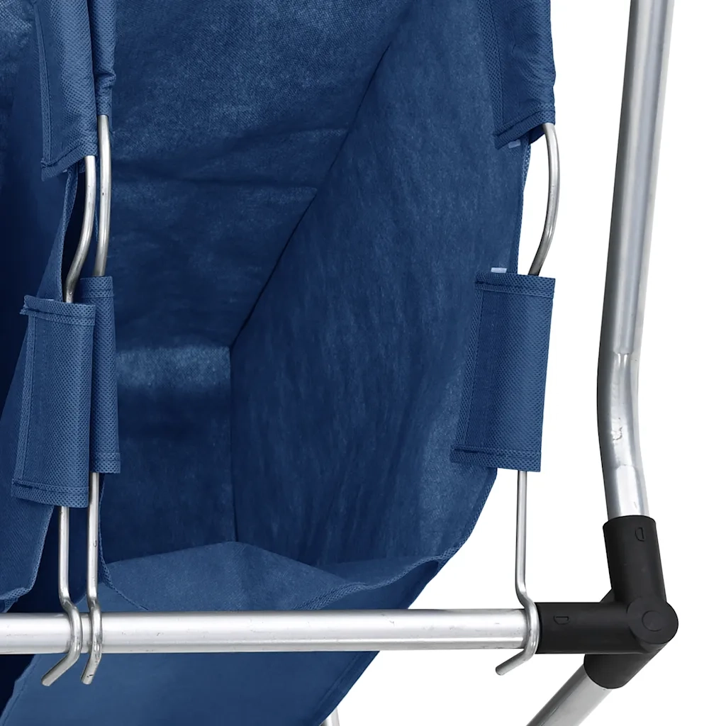 Portabiancheria con 3 Scomparti in Acciaio Blu 288331