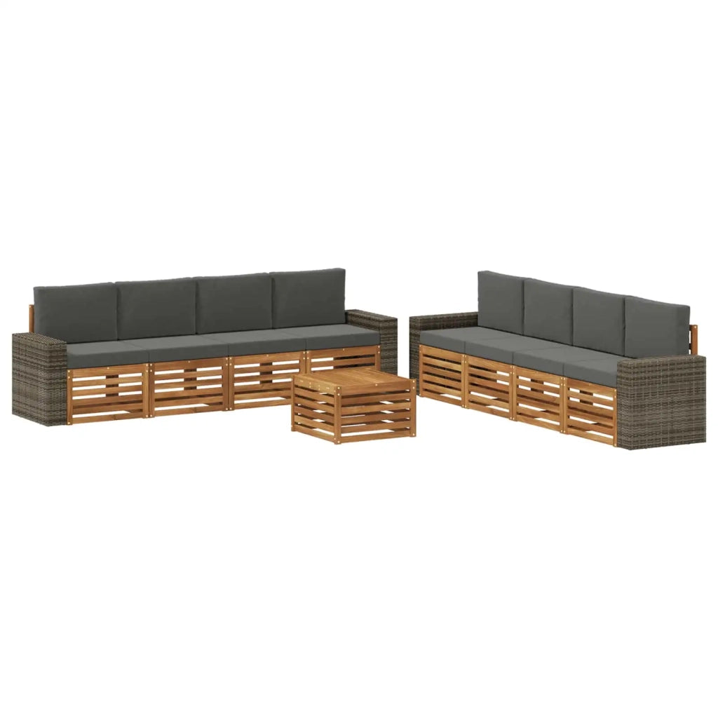 Set di divani da esterno 9 pz Naturale e Antracite 3384188