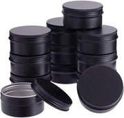 12 contenitori in acciaio inox vuoti - contenitori per creme da viaggio - contenitori a forma di cerchio per creme - nero