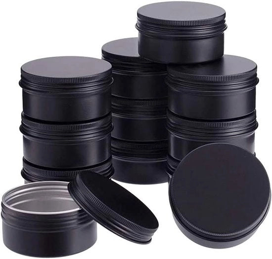 12 contenitori in acciaio inox vuoti - contenitori per creme da viaggio - contenitori a forma di cerchio per creme - nero