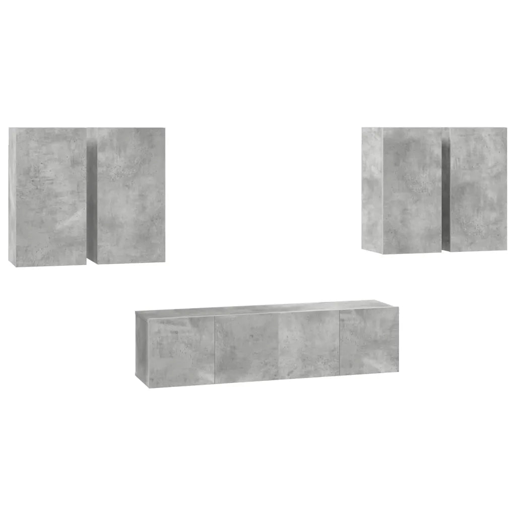 Set Porta TV 6 pz Grigio Cemento in Truciolato  cod mxl 35573