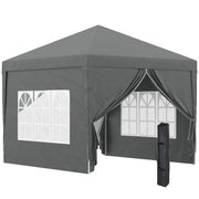 Gazebo da Giardino 3x3 m Pieghevole con 4 Pannelli Laterali in Acciaio e Tessuto Oxford Grigio