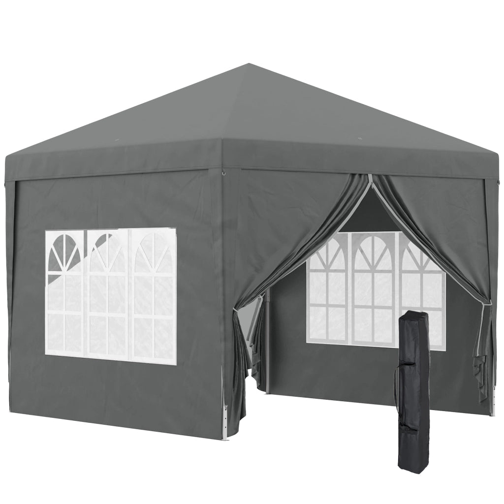 Gazebo da Giardino 3x3 m Pieghevole con 4 Pannelli Laterali in Acciaio e Tessuto Oxford Grigio
