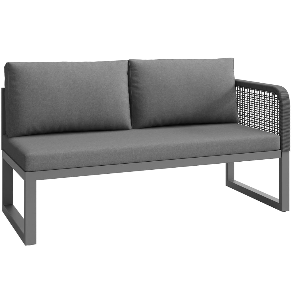 Set Mobili da Giardino in PE Rattan con Cuscini Spessi per 6-8 Persone, Tavolo e Divanetti Modulari Grigio