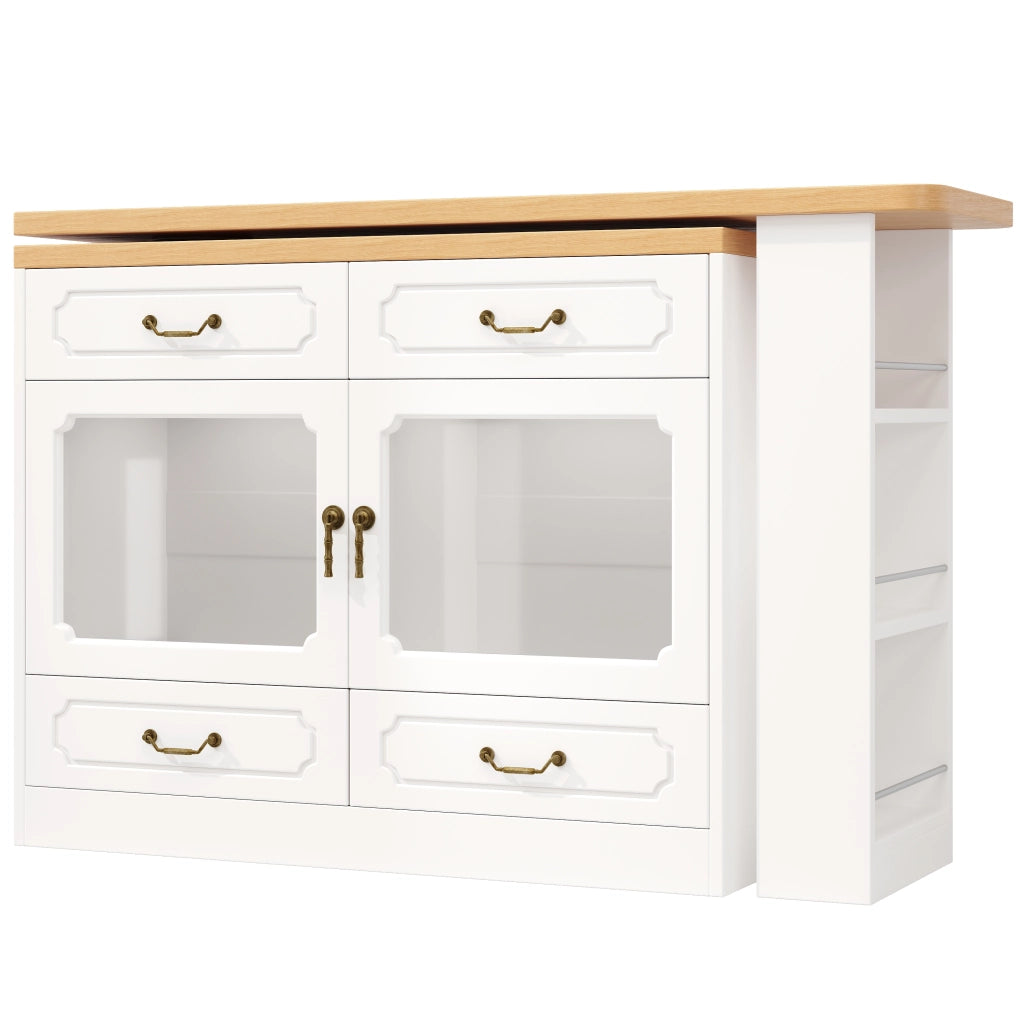 Bartisch Allungabile con Ripiano e LED ¨C MINIMAL ¨C Bianco, 135-203x39x92.8cm