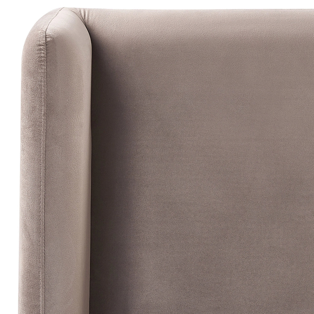 Letto con rete a doghe velluto tortora 160 x 200 cm testiera e gambe nere camera da letto soggiorno