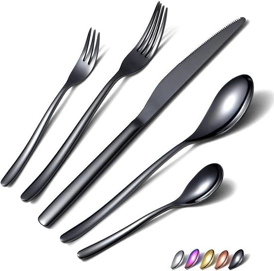 Set da tavola da 30 pezzi con rivestimento in titanio, set da tavola in acciaio inossidabile per 6 persone