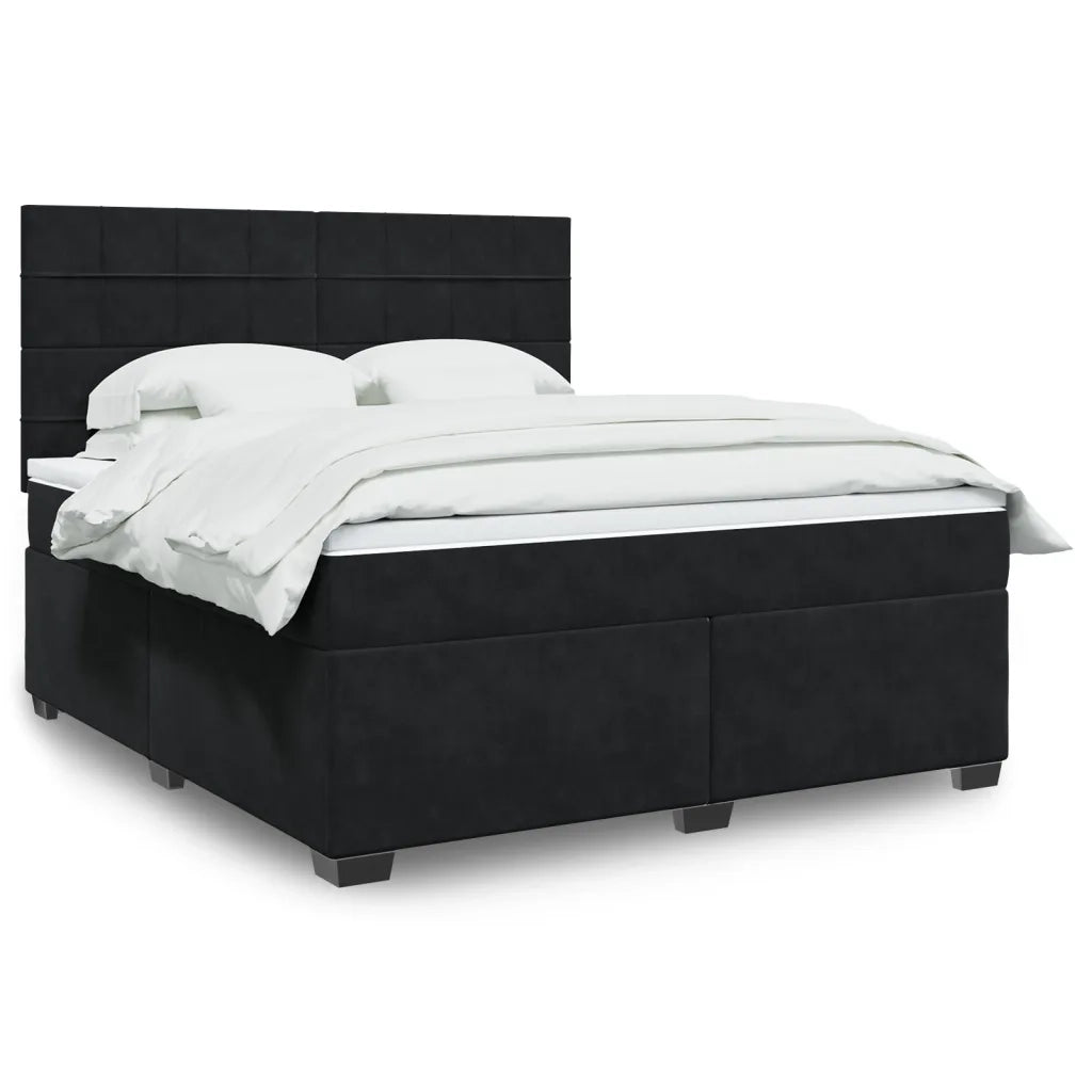 vidaXL Giroletto a Molle con Materasso Nero 180x200 cm in Velluto