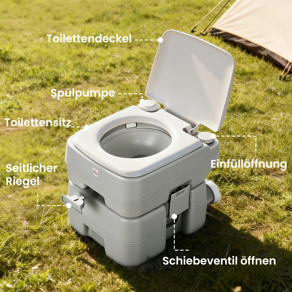 Toilette da viaggio per campeggio ¨C Zephmum ¨C Grigio 41.5x36.5x42 cm 20L